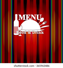 Vector illustration of a restaurant menu template cover food and beverages made with stripes in color tones. The image is made by hand without the use of self-reference images.