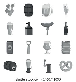 Vector illustration of restaurant and oktoberfest icon. Collection of restaurant and brewing stock symbol for web.
