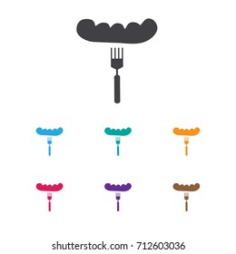 Vector Illustration Of Restaurant Symbol On Sausage Icon. Premium Quality Isolated Hot Dog Element In Trendy Flat Style.