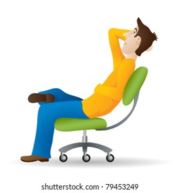 Vector illustration of resting man in office