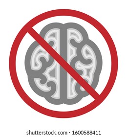 vector illustration of restriction circle and brain for stupid decisions and silly behavior visual