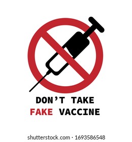 vector illustration of restriction sign and injection symbols for fake vaccine controversies concept