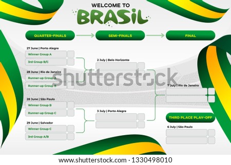 Vector illustration results and standing tables scoreboard championship tournament in Brasil. CONMEBOL Copa America 2019. Broadcast template. Soccer 2019 championship tournament.