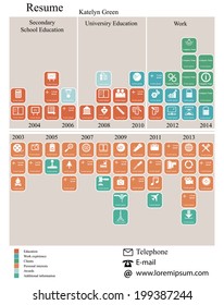 Vector illustration of resume in form of bar infographics with icons