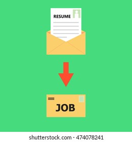 vector illustration of resume in mail