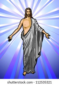 Vector illustration of the Resurrected Jesus Christ.