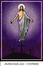 Vector illustration of the Resurrected Jesus Christ.