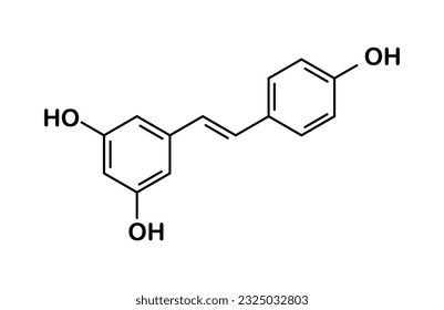 vector illustration of resveratrol structural formula on white background