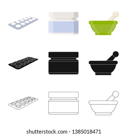 Vector illustration of retail and healthcare icon. Set of retail and wellness vector icon for stock.