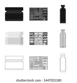 Vector illustration of retail and healthcare icon. Collection of retail and wellness stock symbol for web.