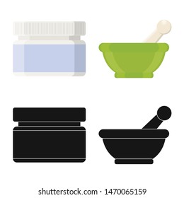 Vector illustration of retail and healthcare icon. Set of retail and wellness vector icon for stock.