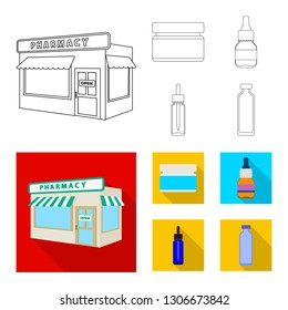 Vector illustration of retail and healthcare logo. Set of retail and wellness stock symbol for web.