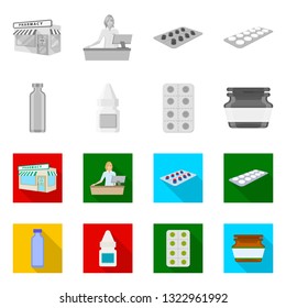 Vector illustration of retail and healthcare logo. Collection of retail and wellness stock symbol for web.