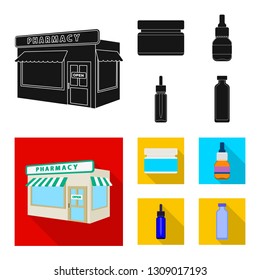 Vector illustration of retail and healthcare sign. Collection of retail and wellness stock vector illustration.