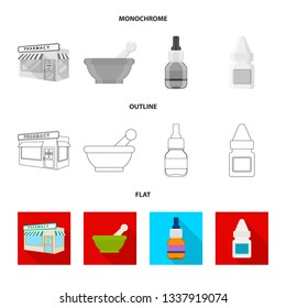 Vector illustration of retail and healthcare sign. Collection of retail and wellness stock symbol for web.