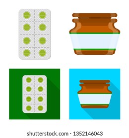 Vector illustration of retail and healthcare sign. Collection of retail and wellness stock vector illustration.
