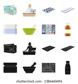 Vector illustration of retail and healthcare symbol. Set of retail and wellness stock vector illustration.