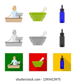 Vector illustration of retail and healthcare symbol. Collection of retail and wellness stock symbol for web.
