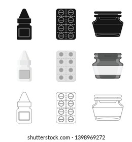 Vector illustration of retail and healthcare symbol. Collection of retail and wellness stock symbol for web.