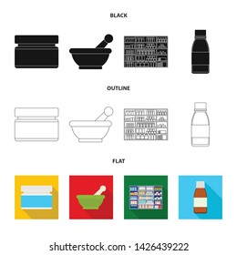 Vector illustration of retail and healthcare symbol. Set of retail and wellness stock symbol for web.