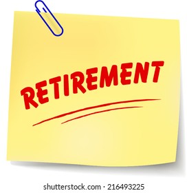Vector illustration of retirement yellow note on white background