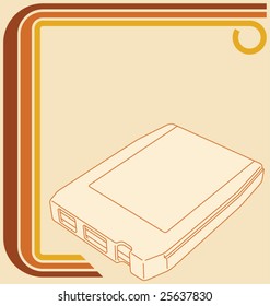 Vector Illustration Of A Retro 70 Border And An 8-track Tape, With Copy Space.