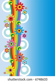 Vector illustration of retro 70's flowers