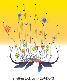 Vector illustration of retro abstract floral swirl background