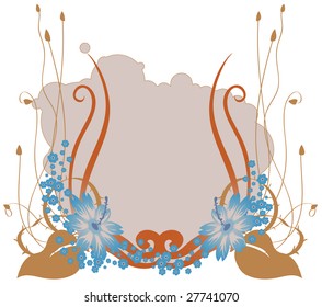Vector illustration of retro abstract floral swirl background
