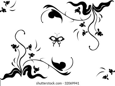 Vector illustration of retro abstract floral swirl element