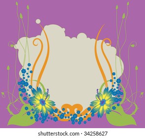 Vector illustration of retro abstract floral swirl background