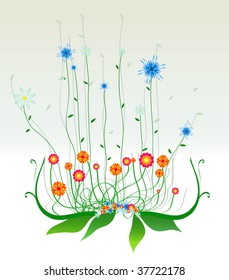Vector illustration of retro abstract floral swirl background