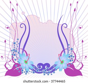 Vector illustration of retro abstract floral swirl background