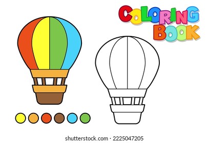 Vector illustration of a retro aerostat transport. Coloring book for children. Simple level