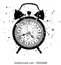 vector illustration of retro alarm clock in grungy style