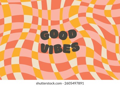 Vector illustration. Retro background, lines, good vibes, horizontal banner. Modern design.