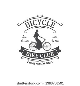 vector illustration retro bicycle emblem isolated on white background for design and advertising