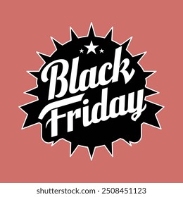 Vector illustration of a retro 'Black Friday' label with classic font style.