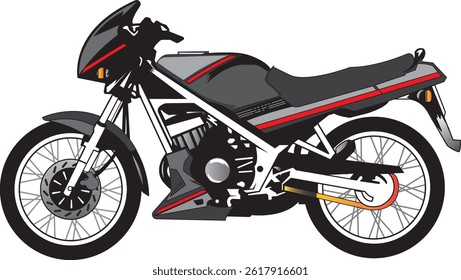 VECTOR ILLUSTRATION OF A RETRO BLACK MOTORCYCLE