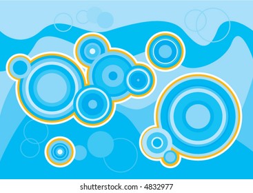 Vector illustration of retro blue bubbles
