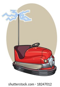 vector illustration of a retro bumper car