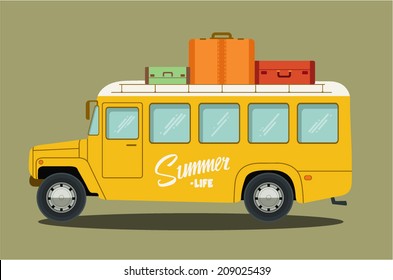 Vector illustration of a retro bus