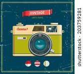 Vector illustration with retro camera, card