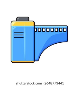 Vector illustration of a retro camera film roll in cartoon style. Great for photography themes, analog media, or creative design projects.