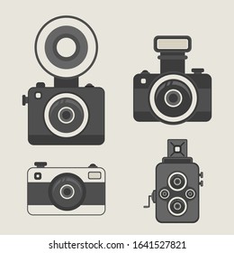 Vector illustration of retro camera set. Separate layers for easy editing.