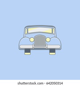 Vector illustration of retro car on blue background