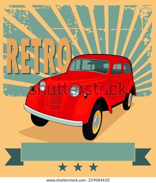 Vector illustration of\
retro car poster