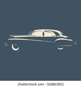 Vector illustration. Retro car. Vintage car. Car silhouette