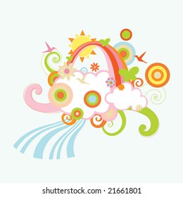 Vector illustration of  retro Childrens' Background