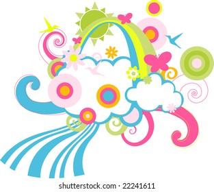 Vector illustration of  retro Childrens' Background